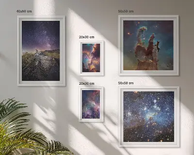 Set de 5 cuadros para salón con diseño de paisajes cósmicos de galaxias