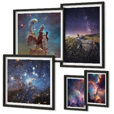 Set de 5 cuadros para salón Paisajes cósmicos de galaxias