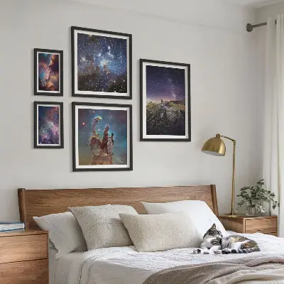 Set de 5 cuadros para salón con diseño de paisajes cósmicos de galaxias