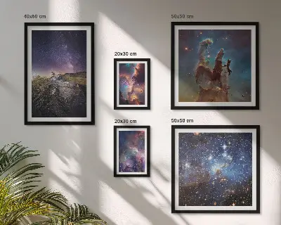 Set de 5 cuadros para salón con diseño de paisajes cósmicos de galaxias
