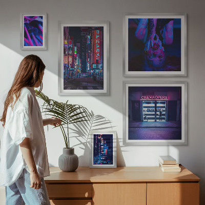 Pared galería de arte Paisajes urbanos nocturnos de neón