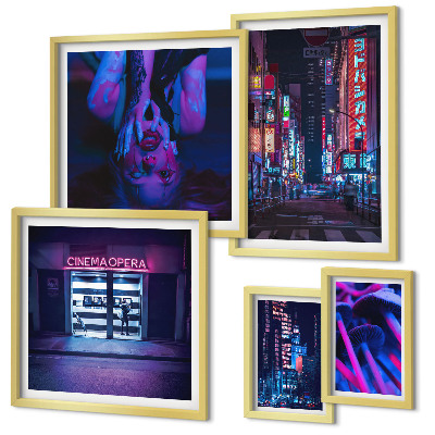 Pared galería de arte Paisajes urbanos nocturnos de neón