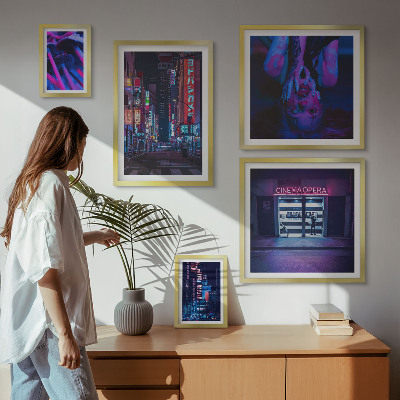 Pared galería de arte Paisajes urbanos nocturnos de neón