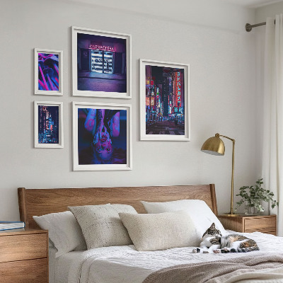 Pared galería de arte Paisajes urbanos nocturnos de neón