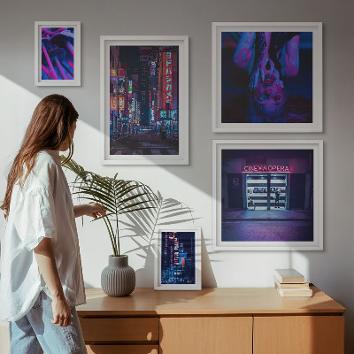 Pared galería de arte Paisajes urbanos nocturnos de neón
