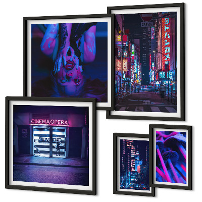 Pared galería de arte Paisajes urbanos nocturnos de neón