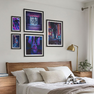 Pared galería de arte Paisajes urbanos nocturnos de neón