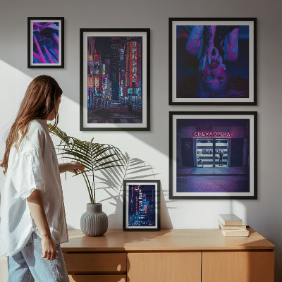 Pared galería de arte Paisajes urbanos nocturnos de neón