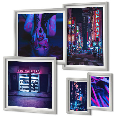 Pared galería de arte Paisajes urbanos nocturnos de neón