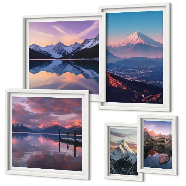 Conjunto de cuadros decorativos con vistas a la montaña y picos pintorescos