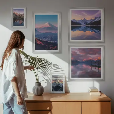 Conjunto de cuadros decorativos con vistas a la montaña y picos pintorescos