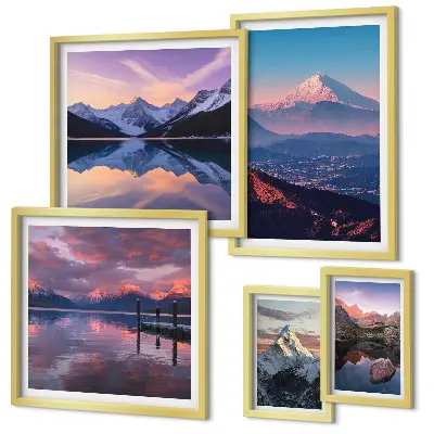 Conjunto de cuadros decorativos con vistas a la montaña y picos pintorescos