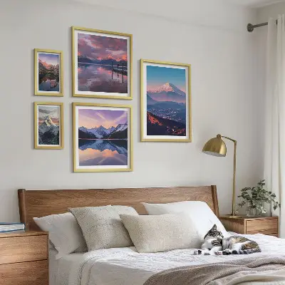 Conjunto de cuadros decorativos con vistas a la montaña y picos pintorescos
