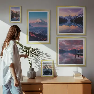 Conjunto de cuadros decorativos con vistas a la montaña y picos pintorescos