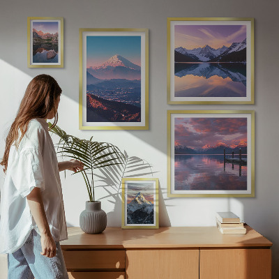 Conjunto de cuadros decorativos Vistas a la montaña, picos pintorescos