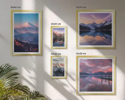 Conjunto de cuadros decorativos con vistas a la montaña y picos pintorescos