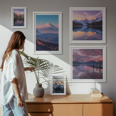Conjunto de cuadros decorativos Vistas a la montaña, picos pintorescos