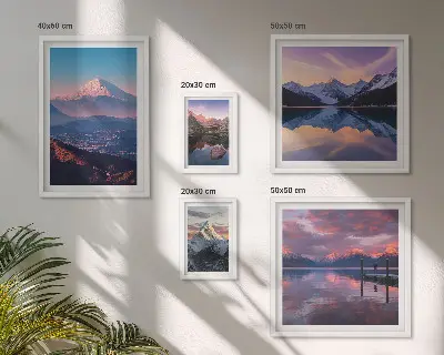 Conjunto de cuadros decorativos con vistas a la montaña y picos pintorescos