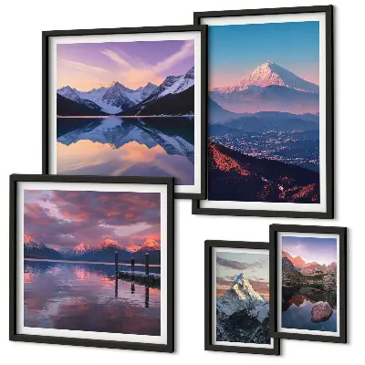 Conjunto de cuadros decorativos con vistas a la montaña y picos pintorescos