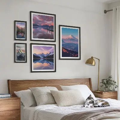 Conjunto de cuadros decorativos con vistas a la montaña y picos pintorescos