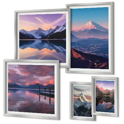 Conjunto de cuadros decorativos con vistas a la montaña y picos pintorescos