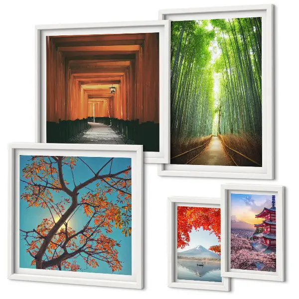Pared galería de arte paisajes de Japón con flores de bambú