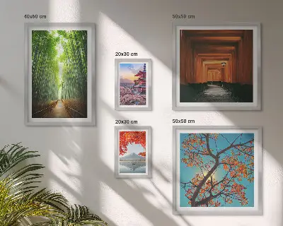 Pared galería de arte paisajes de Japón con flores de bambú