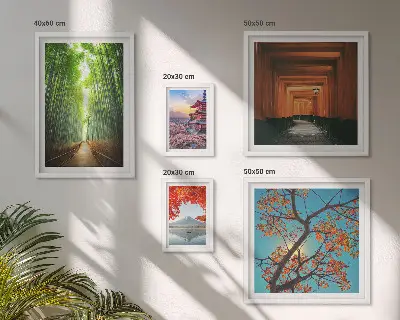 Pared galería de arte paisajes de Japón con flores de bambú