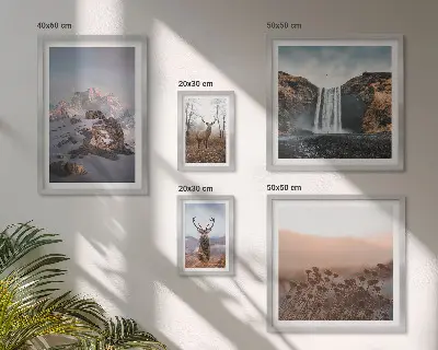Set de 5 cuadros para salón con paisajes de montaña y animales salvajes