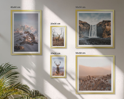 Set de 5 cuadros para salón paisajes de montaña animales salvajes