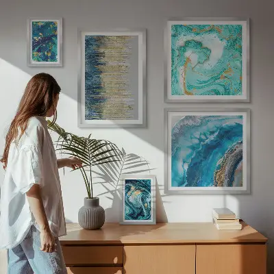 Galería de arte para pared composiciones abstractas en tonos azules
