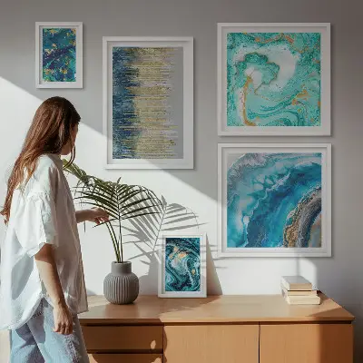 Galería de arte para pared composiciones abstractas en tonos azules