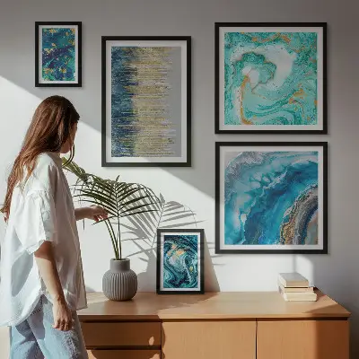 Galería de arte para pared composiciones abstractas en tonos azules