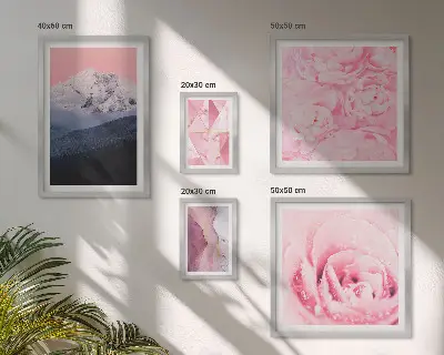 Conjunto de cuadros decorativos diseño de paisajes rosas con flores modernas