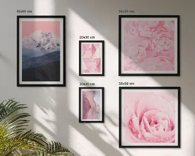 Conjunto de cuadros decorativos diseño de paisajes rosas con flores modernas