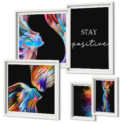 Set de 5 cuadros para salón Abstracciones positivas y coloridas