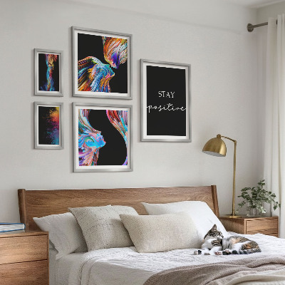Set de 5 cuadros para salón Abstracciones positivas y coloridas