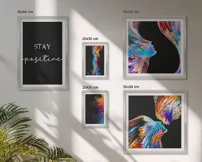 Set de 5 cuadros para salón con diseños de abstracciones positivas y coloridas