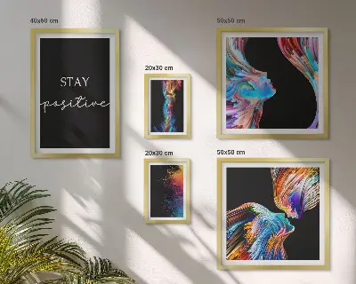 Set de 5 cuadros para salón con diseños de abstracciones positivas y coloridas