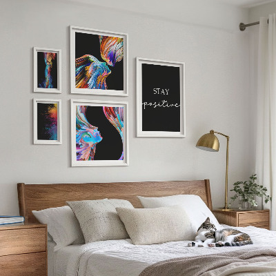 Set de 5 cuadros para salón Abstracciones positivas y coloridas