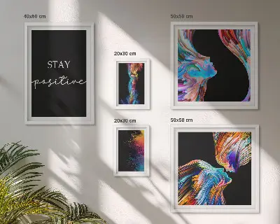 Set de 5 cuadros para salón con diseños de abstracciones positivas y coloridas