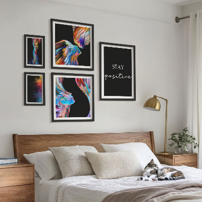 Set de 5 cuadros para salón Abstracciones positivas y coloridas