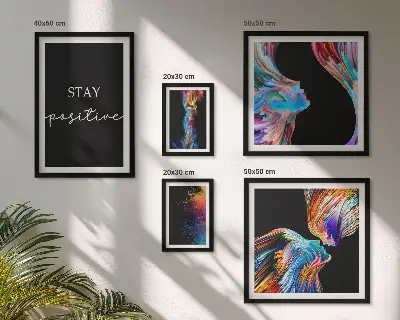 Set de 5 cuadros para salón con diseños de abstracciones positivas y coloridas