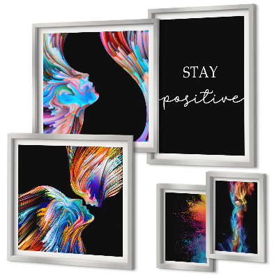 Set de 5 cuadros para salón Abstracciones positivas y coloridas