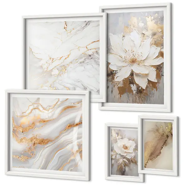 Conjunto de cuadros decorativos con elegantes composiciones florales