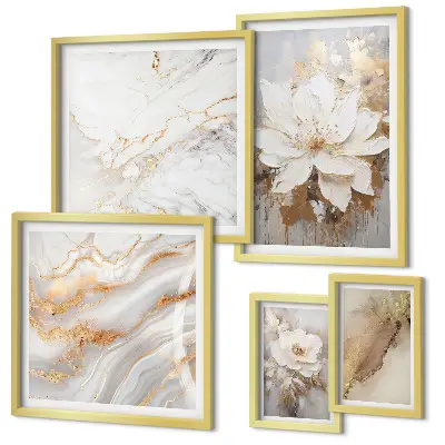 Conjunto de cuadros decorativos con elegantes composiciones florales