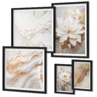 Conjunto de cuadros decorativos con elegantes composiciones florales