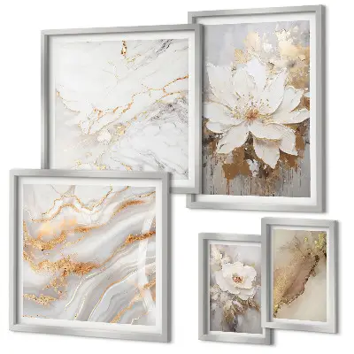Conjunto de cuadros decorativos con elegantes composiciones florales