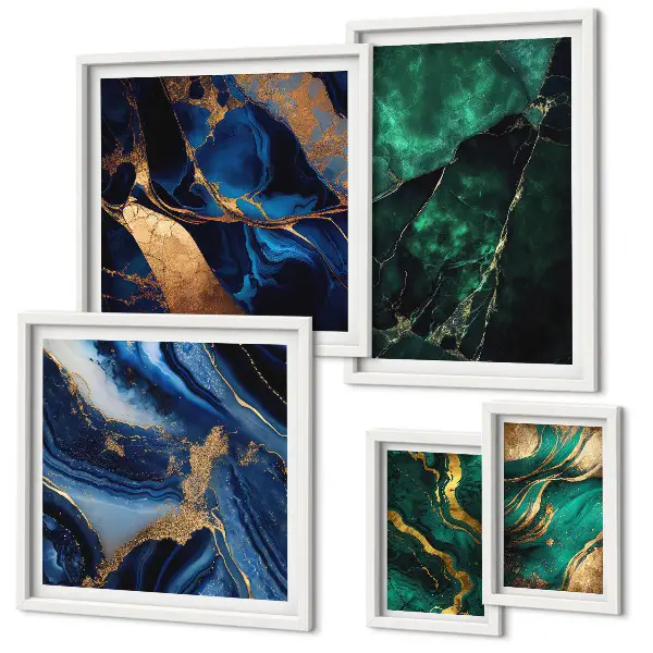 Set de 5 cuadros para salón diseño de abstracciones elegantes con vegetación