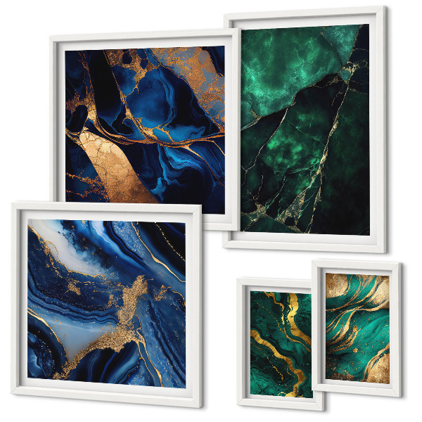 Set de 5 cuadros para salón Elegantes abstracciones con vegetación
